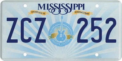 MS license plate ZCZ252