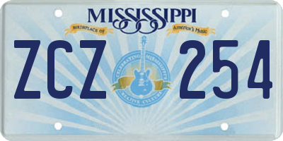 MS license plate ZCZ254