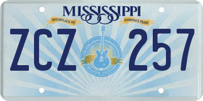 MS license plate ZCZ257