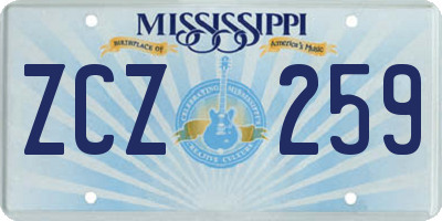 MS license plate ZCZ259