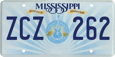 MS license plate ZCZ262