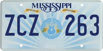 MS license plate ZCZ263