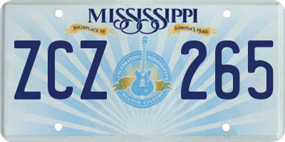 MS license plate ZCZ265