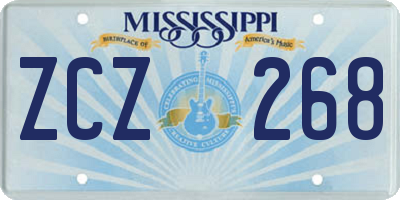 MS license plate ZCZ268