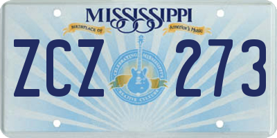 MS license plate ZCZ273