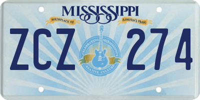 MS license plate ZCZ274