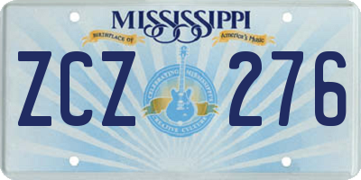 MS license plate ZCZ276