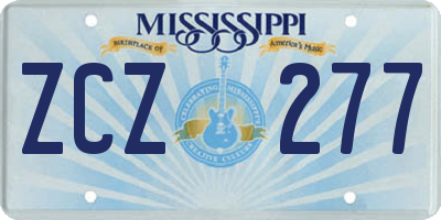 MS license plate ZCZ277