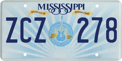 MS license plate ZCZ278