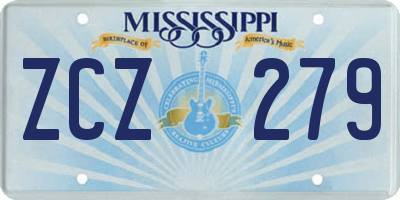 MS license plate ZCZ279