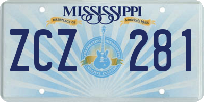 MS license plate ZCZ281
