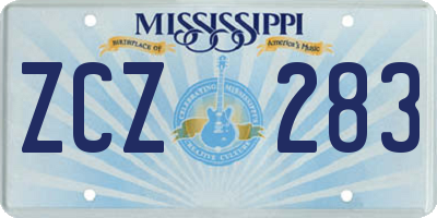 MS license plate ZCZ283