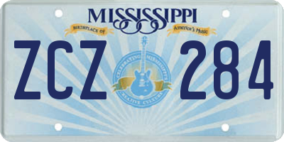 MS license plate ZCZ284