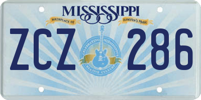 MS license plate ZCZ286