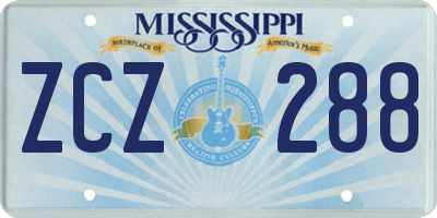 MS license plate ZCZ288