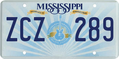 MS license plate ZCZ289