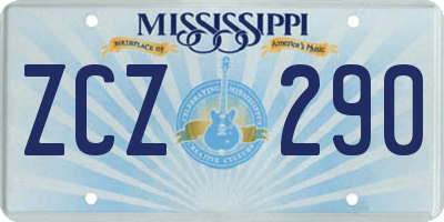 MS license plate ZCZ290