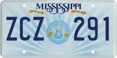 MS license plate ZCZ291