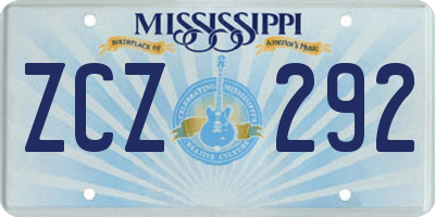MS license plate ZCZ292