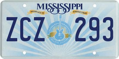 MS license plate ZCZ293