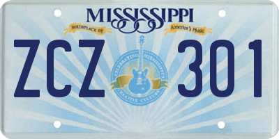 MS license plate ZCZ301