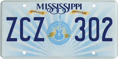 MS license plate ZCZ302