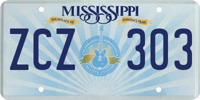 MS license plate ZCZ303