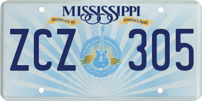 MS license plate ZCZ305