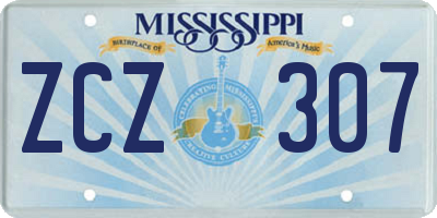 MS license plate ZCZ307