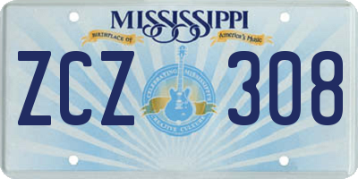 MS license plate ZCZ308