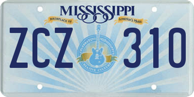 MS license plate ZCZ310
