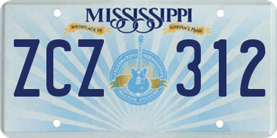 MS license plate ZCZ312
