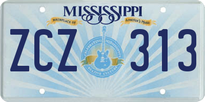 MS license plate ZCZ313