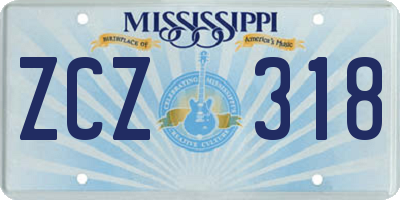 MS license plate ZCZ318