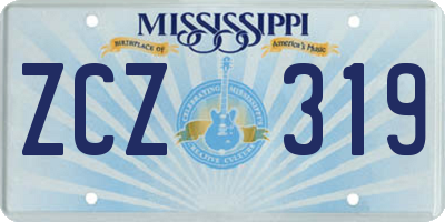MS license plate ZCZ319
