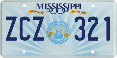MS license plate ZCZ321