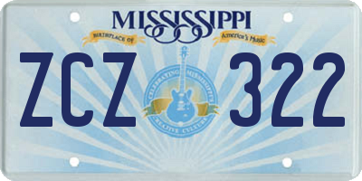 MS license plate ZCZ322