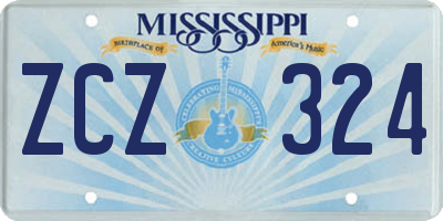 MS license plate ZCZ324