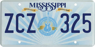 MS license plate ZCZ325