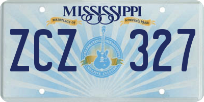 MS license plate ZCZ327
