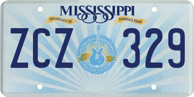 MS license plate ZCZ329