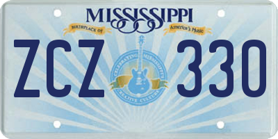 MS license plate ZCZ330