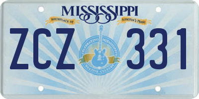 MS license plate ZCZ331