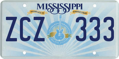 MS license plate ZCZ333