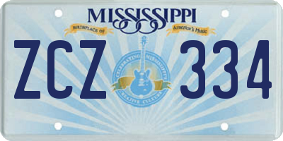 MS license plate ZCZ334