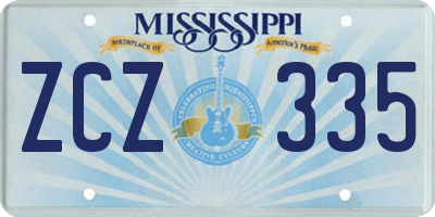 MS license plate ZCZ335