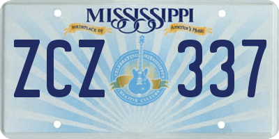 MS license plate ZCZ337