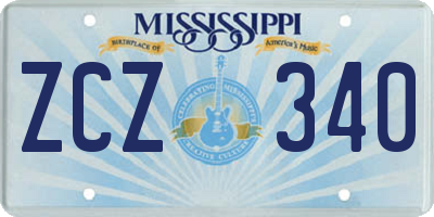 MS license plate ZCZ340