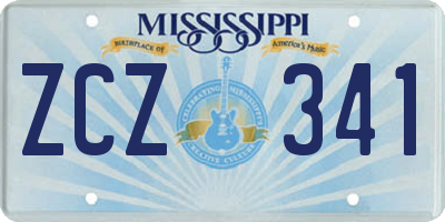 MS license plate ZCZ341