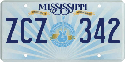 MS license plate ZCZ342